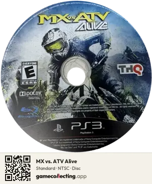 MX vs. ATV Alive PlayStation 3, NTSC disc