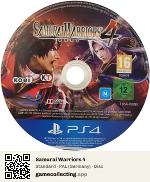 Samurai Warriors 4 PlayStation 4, PAL disc