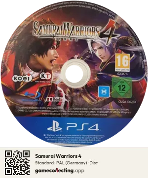 Samurai Warriors 4 PlayStation 4, PAL disc