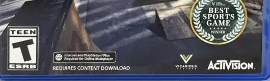 Tony Hawk's Pro Skater 1 + 2, the ESRB box on its front