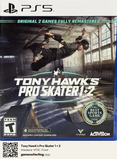 Tony Hawk's Pro Skater 1 + 2 PlayStation 5, NTSC box front