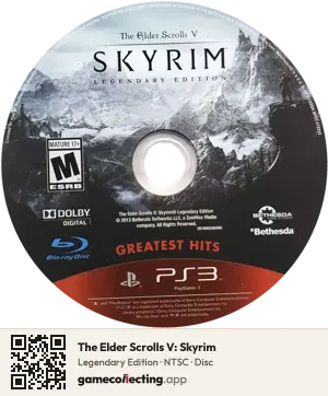 The Elder Scrolls V: Skyrim PlayStation 3, NTSC disc