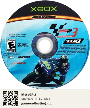 MotoGP 3 Xbox, NTSC disc