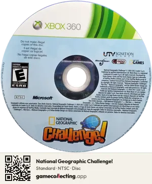 National Geographic Challenge! Xbox 360, NTSC disc