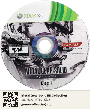 Metal Gear Solid HD Collection Xbox 360, NTSC disc