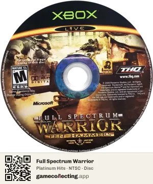 Full Spectrum Warrior Xbox, NTSC disc