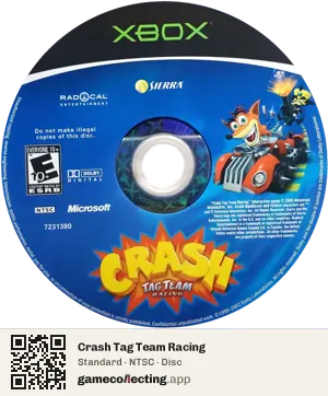 Crash Tag Team Racing Xbox, NTSC disc