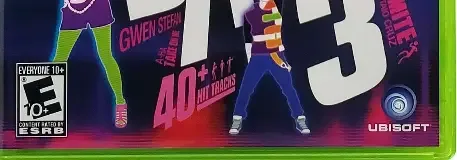 Just Dance 3, the ESRB box on its front