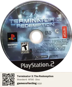 Terminator 3: The Redemption PlayStation 2, NTSC disc