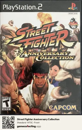 Street Fighter Anniversary Collection PlayStation 2, NTSC box front