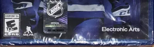 NHL 22, the ESRB box on its front