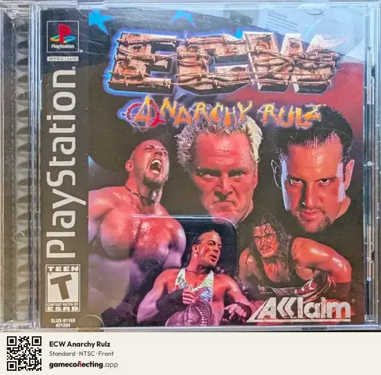 ECW Anarchy Rulz PlayStation, NTSC box front