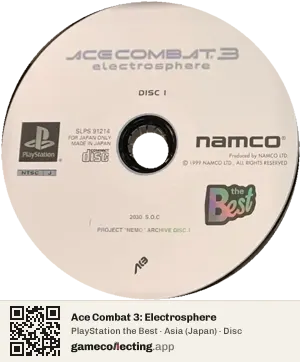 Ace Combat 3: Electrosphere PlayStation, Asia disc