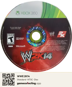 WWE 2K14 Xbox 360, NTSC disc