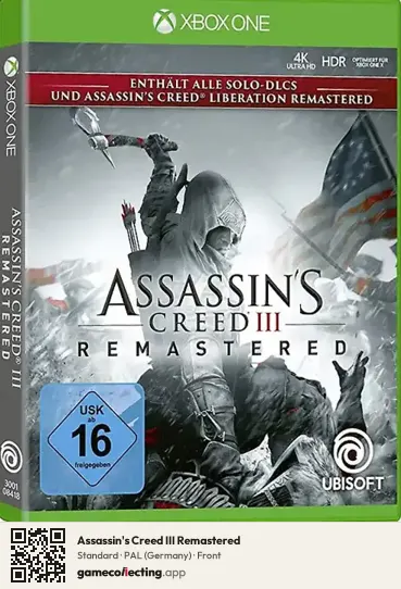 Assassin's Creed III Remastered Xbox One, Germany box front