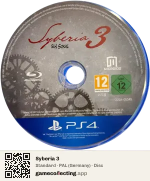 Syberia 3 PlayStation 4, PAL disc