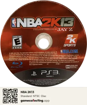 NBA 2K13 PlayStation 3, NTSC disc