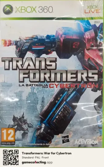 Transformers: War for Cybertron Xbox 360, PAL box front