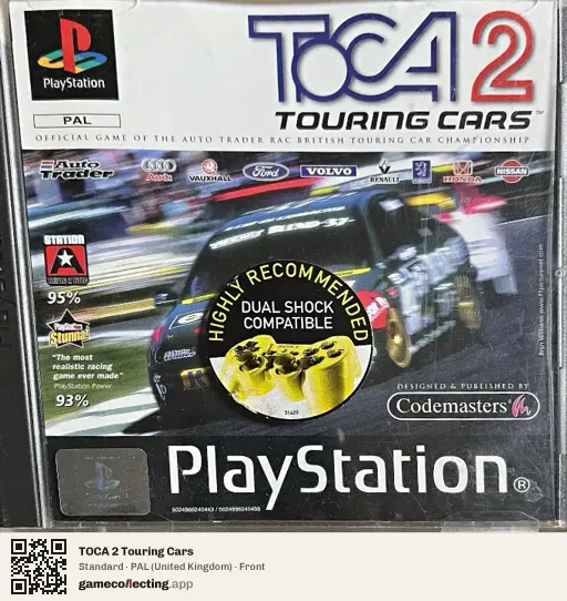 TOCA 2 Touring Cars PlayStation, United Kingdom box front