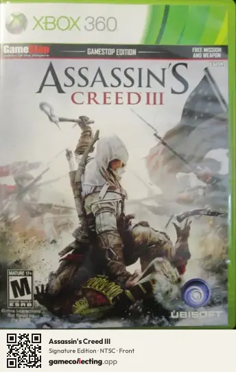 Assassin's Creed III Xbox 360, NTSC box front