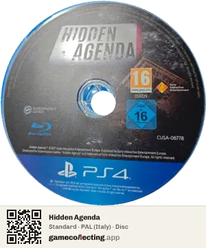 Hidden Agenda PlayStation 4, PAL disc