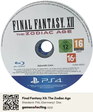 Final Fantasy XII: The Zodiac Age PlayStation 4, PAL disc