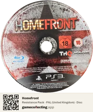 Homefront PlayStation 3, PAL disc