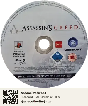 Assassin's Creed PlayStation 3, PAL disc