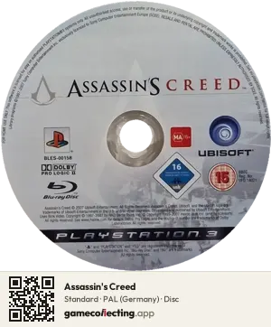 Assassin's Creed PlayStation 3, PAL disc