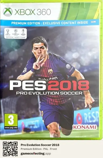 Pro Evolution Soccer 2018 Xbox 360, PAL box front