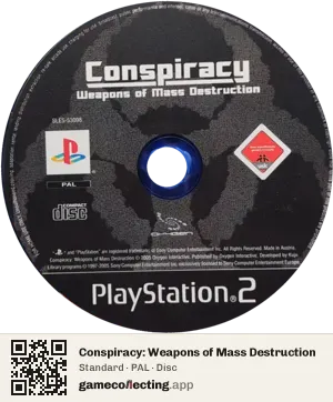 Conspiracy: Weapons of Mass Destruction PlayStation 2, PAL disc