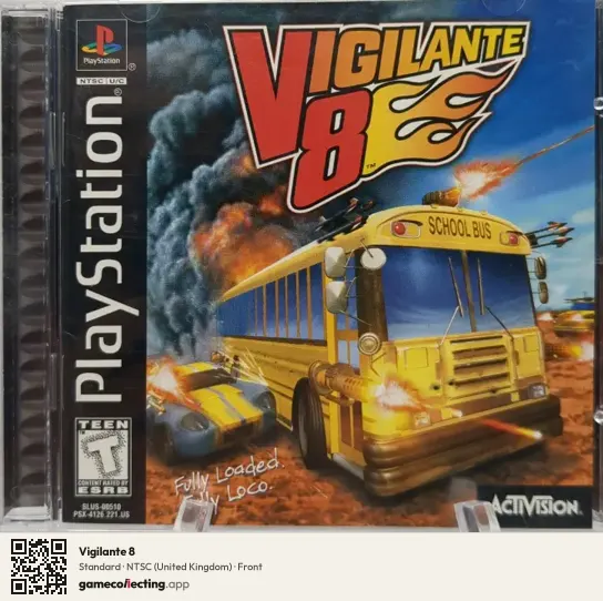 Vigilante 8 PlayStation, United Kingdom box front