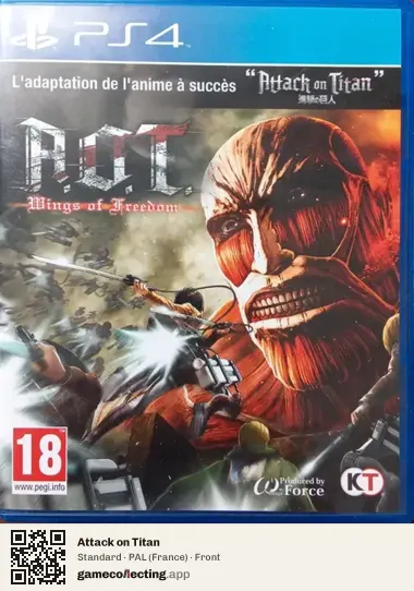 Attack on Titan PlayStation 4, France box front