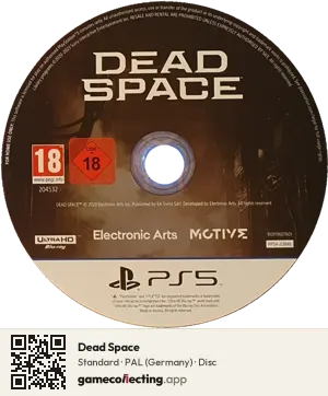Dead Space PlayStation 5, PAL disc