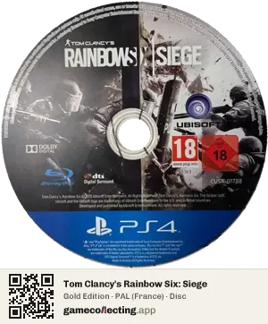 Tom Clancy's Rainbow Six: Siege PlayStation 4, PAL disc