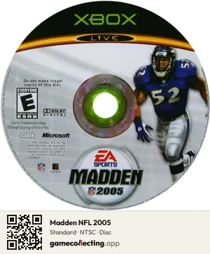 Madden NFL 2005 Xbox, NTSC disc