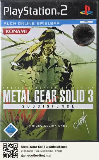 Metal Gear Solid 3: Subsistence PlayStation 2, Germany box front