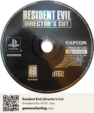 Resident Evil: Director's Cut PlayStation, NTSC disc