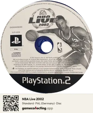 NBA Live 2002 PlayStation 2, PAL disc