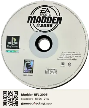 Madden NFL 2005 PlayStation, NTSC disc