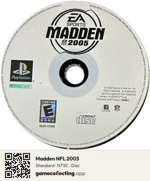 Madden NFL 2005 PlayStation, NTSC disc
