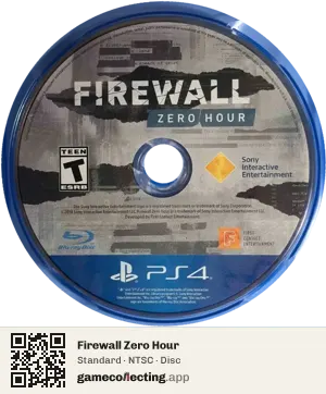 Firewall Zero Hour PlayStation 4, NTSC disc