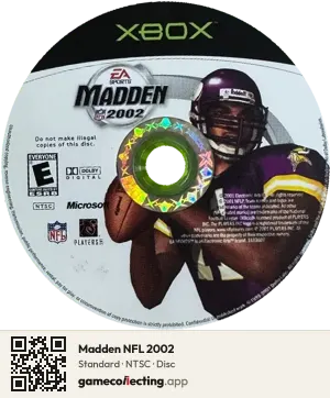 Madden NFL 2002 Xbox, NTSC disc