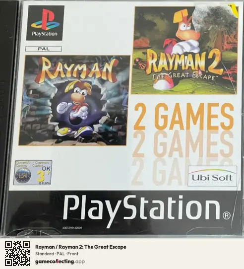 Rayman / Rayman 2: The Great Escape PlayStation, PAL box front