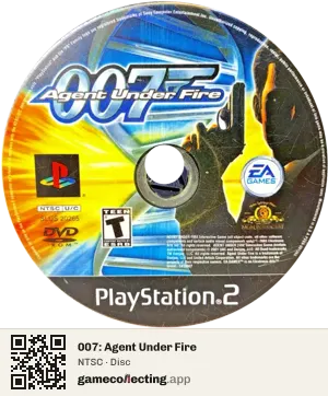 007: Agent Under Fire PlayStation 2, NTSC disc