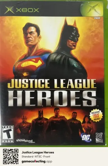 Justice League Heroes Xbox, NTSC box front