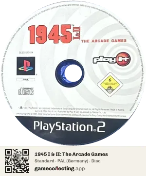 1945 I & II: The Arcade Games PlayStation 2, PAL disc