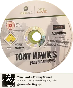 Tony Hawk's Proving Ground Xbox 360, PAL disc