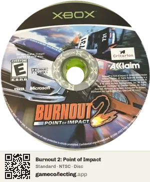 Burnout 2: Point of Impact Xbox, NTSC disc