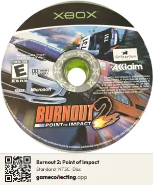 Burnout 2: Point of Impact Xbox, NTSC disc